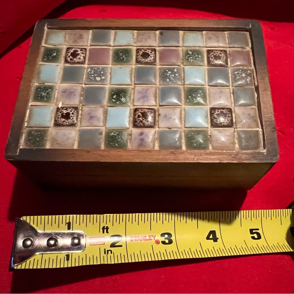 Vintage Japan Mosaic Tile Wooden Box